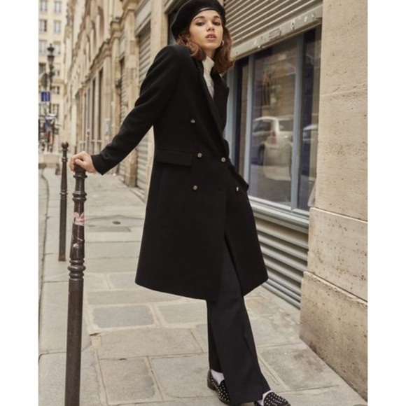 The Kooples rocker chic oversized wool coat double-breasted 34 - Picture 2 of 14